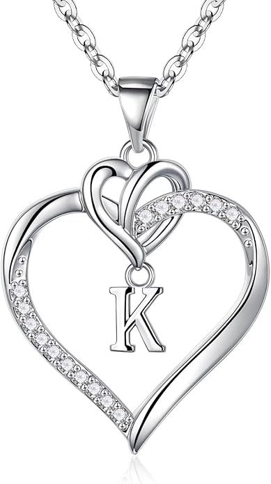 STORUP Valentines Gifts for Her Teen Girls - Heart Initial Necklaces for Women Girls, 14K-Gold-Plated CZ Initial A-Z Heart Necklaces for Teen Girl Jewelry Valentines Gifts for Women Mom Wife Sister