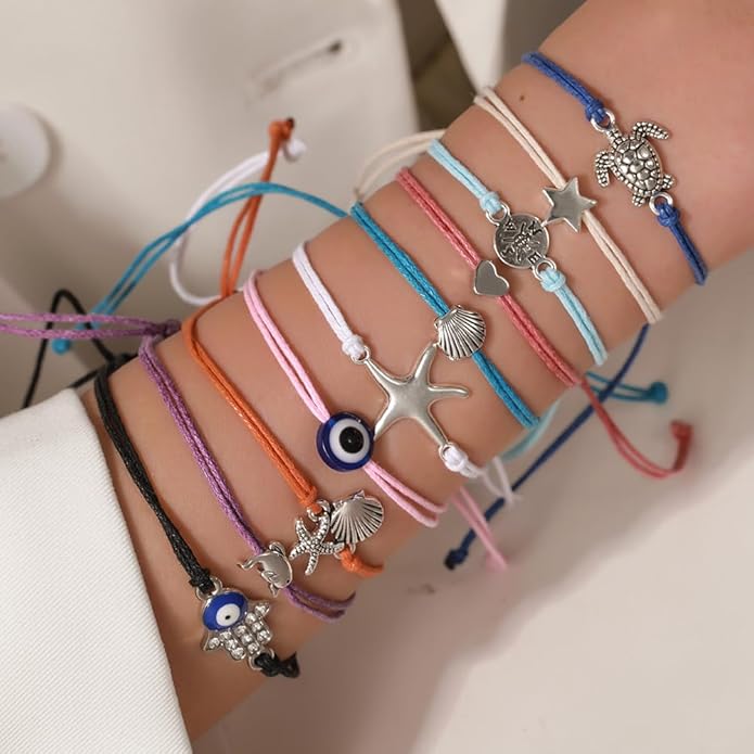 Friendship Bracelets Boho Stackable Bracelets for Women Surfer Heishi Clay Bead Bracelets Stretch Preppy Bracelets Colorful Boho Bracelets for Women