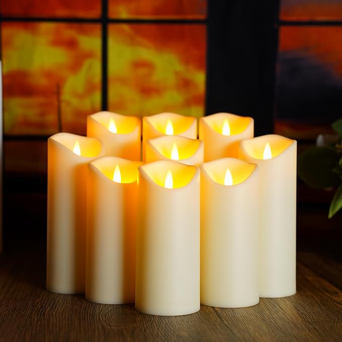 kakoya Flickering Flameless Candles, Battery Operated Acrylic LED Pillar Candles - Image 4