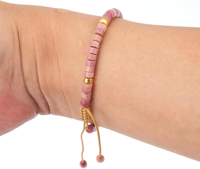 Adjustable Natural Stone Bracelet Set for Women & Men, Handmade Stretchable Beaded Bracelets (Crazy Agate/Blue Emperor/Red Wood Grain/Tiger Eye/Red Turquoise) - Christmas Gift for Her, Him, Friends, Family, Mom, Dad, Teacher, Grandparents