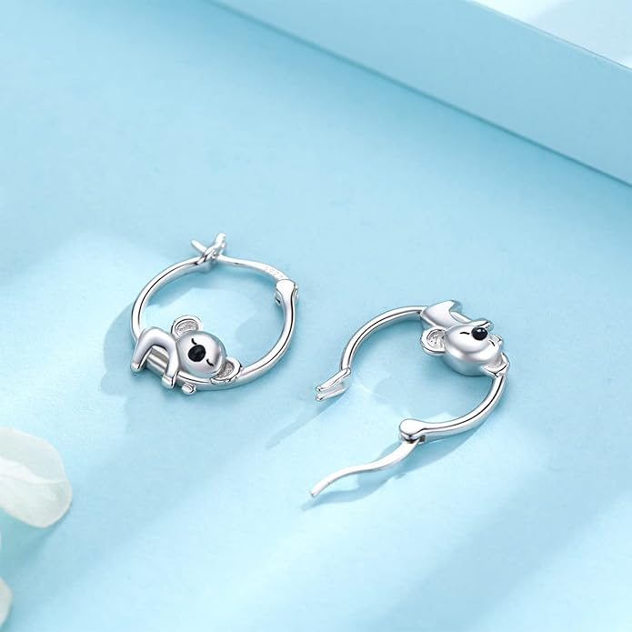 JUSTKIDSTOY Hypoallergenic Panda/Unicorn/Hummingbird/Dolphin Hoop Earrings for Women 925 Sterling Silver Animal Huggie Hoop Earrings Jewelry Gifts for Sensitive Ears