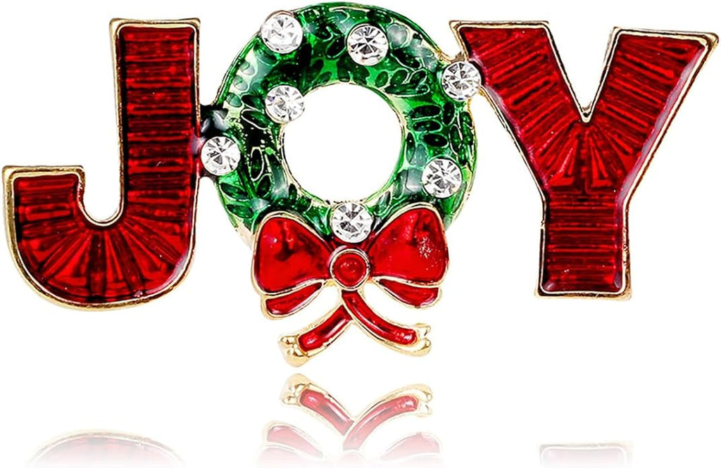 Christmas JOY Brooches Pin for Women, Santa Candy Cane Brooch Christmas Gift Jewelry Wreath Reindeer，Christmas Deer Butterfly Elk Crystal Pins