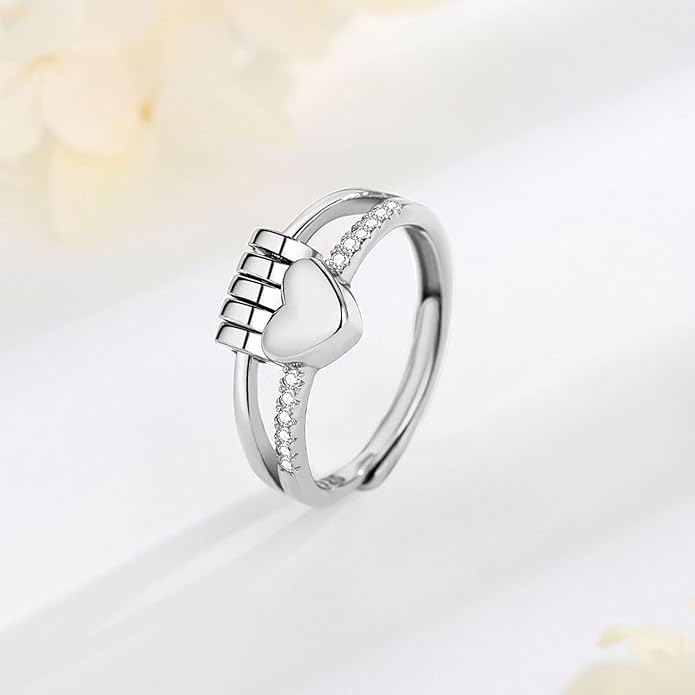 Vito 925 Sterling Silver Fidget Anxiety Ring for Women, Adjustable Open Spinner Ring Stress Relief Ring Stacking Band Anillos Jewelry Gift for Mom Daughter