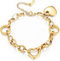 Emibele Heart Charm Bracelet for Women, Bible Verse Bracelet Stainless Steel 18K Gold Plated Bracelet Love Pendant Link Chain OT Clasp, Birthday Christmas Jewelry Gift for Mother Her
