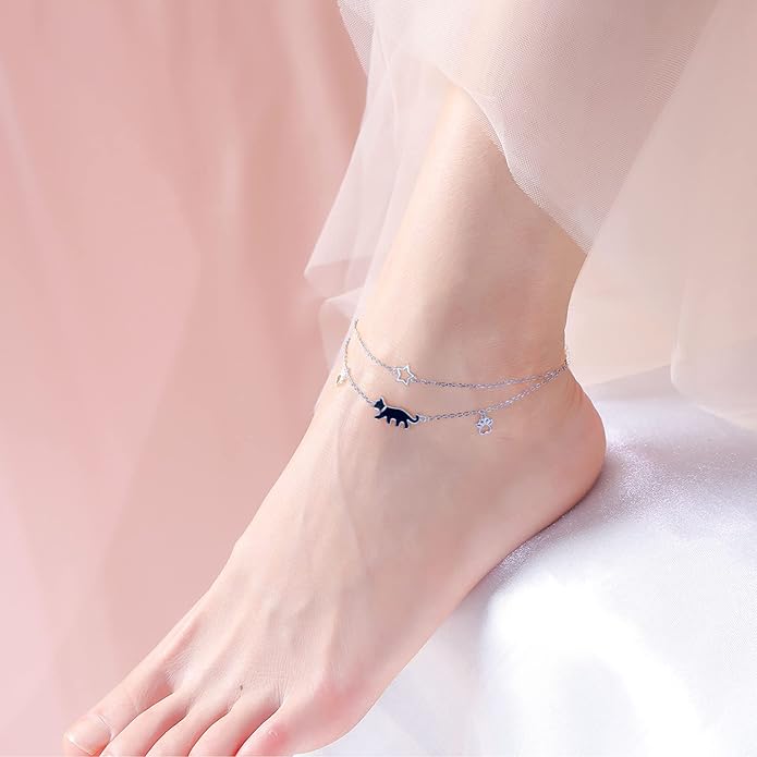 S925 Sterling Silver Anklets Adjustable Beach Foot Ankle Bracelet Jewelry Gifts For Women Girls