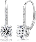 KRKC Moissanite Earrings, 1.0ct-2.0ct D Color Lab Created Diamond Earring, 14k White Gold Plated Sterling Silver Dangle Earrings S925 Leverback Drop Earring for Women Hypoallergenic Jewelry for Gifts