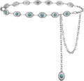 FIORETTO Metal Waist Chain Link Belt for Women Western Cowgirl Boho Turquoise Belts for Dress Jeans Country Concert Outfit