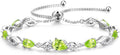 FANCIME Birthstone Teardrop Tennis Bracelet for Women, Sterling Silver 9x7mm main Gemstone Bolo Adjustable Chain Bracelet Fine Jewelry Birthday Gifts for Women Mom Wife Her