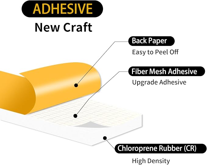 Weather Stripping Tape for Door, High Density CR, 1/2 in x 1/8 in x 26Ft | - Image 3