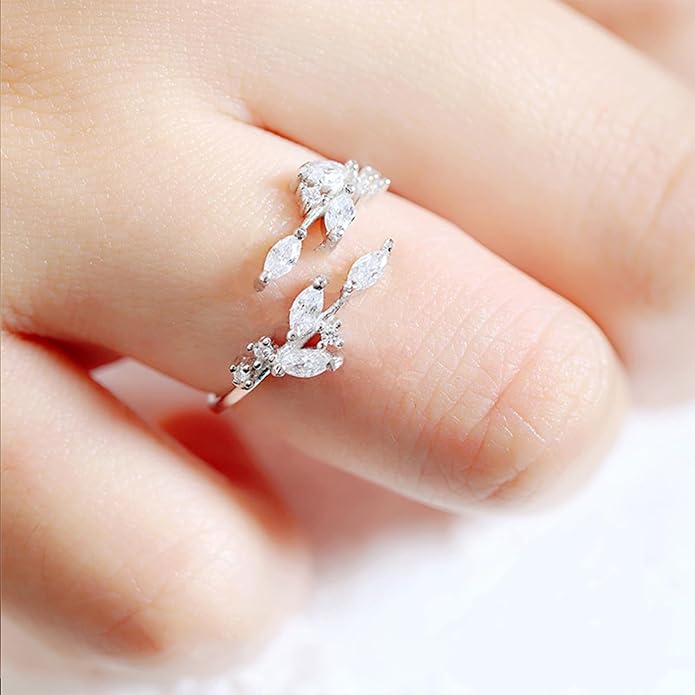 Sora Tuki Rings for Women Adjustable Leaf Ring Dainty Stackable Rings for Women Unique Purple Blue Red Green Ring for Women Trendy Jewelry