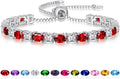 Sterling Silver Birthstone Bracelets for Women White Gold Tennis Bracelets Adjustable Chain 6-9 Inchs Jewelry Hypoallergenic Anniversary Birthday Gifts for Women Mom Wife Her