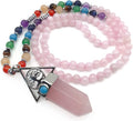 EDEN'S CALL Tree of Life 7 Chakra Stone Beads Necklace for Women and Men Hexagonal Crystal Point Pendant Necklace