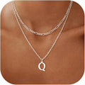 Initial Necklaces for Women Dainty Gold Silver Layered Letter Pendant Necklace Cute Figaro Chain Choker Necklace Personalized Trendy Stuff Jewelry Stack Gift for Women Her