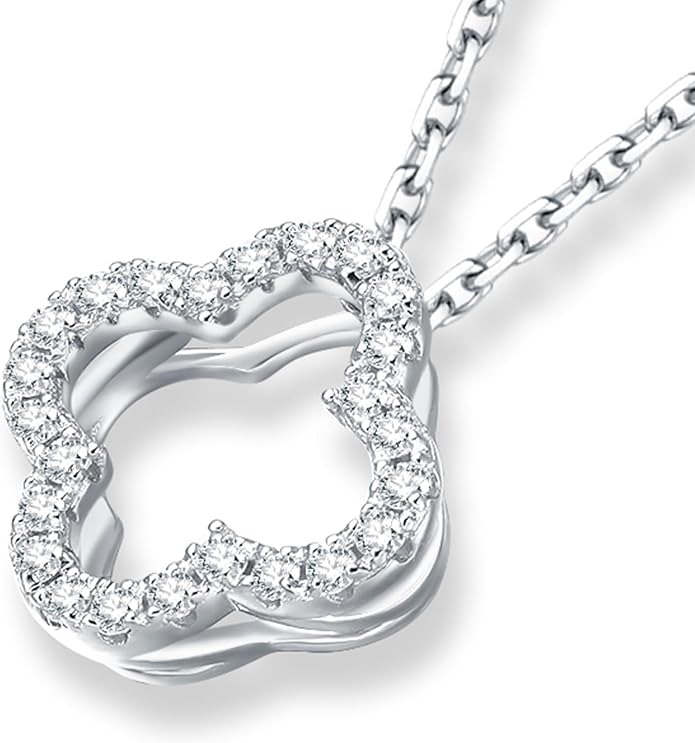 Lab Grown Diamond Necklace, Solid 925 Sterling Silver with Round Cut, Fine Jewelry for Women Anniversary Birthday Valentine’s Day Gifts