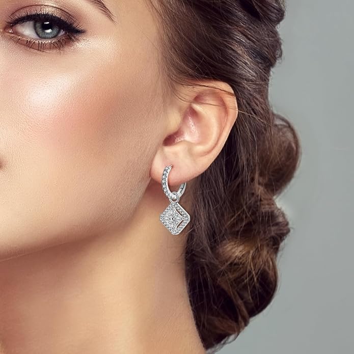 LAZA 925 Sterling Silver Hoop Earrings for Women, Hypoallergenic Huggie Butterfly Dangle Drop Earrings Colorful Flower Earrings Jewelry Gifts