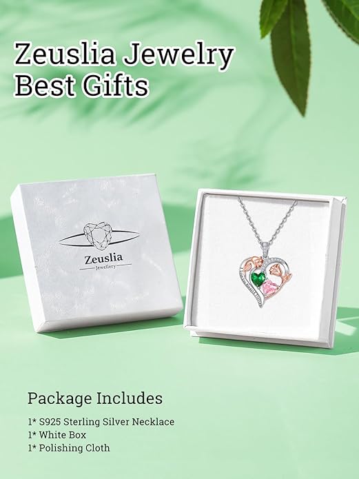 Valentine's Day Gifts for Wife 925 Sterling Silver Double Birthstone Pendant Necklaces I Love You for Always and Forever Necklace Anniversary Birthday Gifts for Wife Girlfriend Mom Her