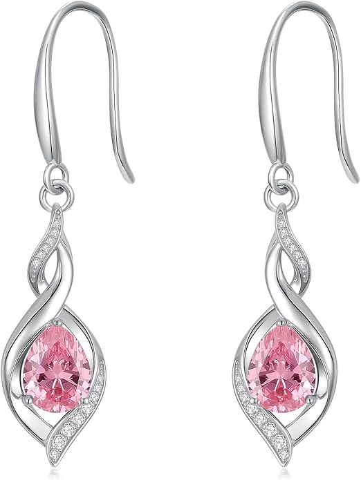 Birthstone Earrings for Women 925 Sterling Silver Infinity Love Jewelry Valentines Day Birthday Gifts for Her Mom Wife Girlfriend