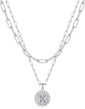 Yoosteel Valentines Gifts for Women Her - Gold Layered Initial Necklaces for Women 14K Gold Plated Dainty Layering Paperclip Link Chain Necklace Coin Initial Necklace Birthday Gifts for Teen Girls