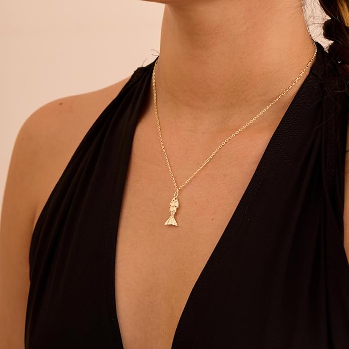 14K Gold Plated Dainty Pendant Butterfly Bead Boot Bee Baseball Flower Compass Airplane Heart Hummingbird Tree Necklace Simple Jewelry Gift for Women