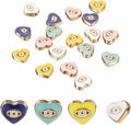 MECCANIXITY 20 Pcs Heart Evil Eye Beads Colorful Flat Loose Spacer Evil Eye Charms for DIY Bracelet Earrings Necklace Crafts Jewelry Making, Pink/Sky Blue/Yellow/Black/White
