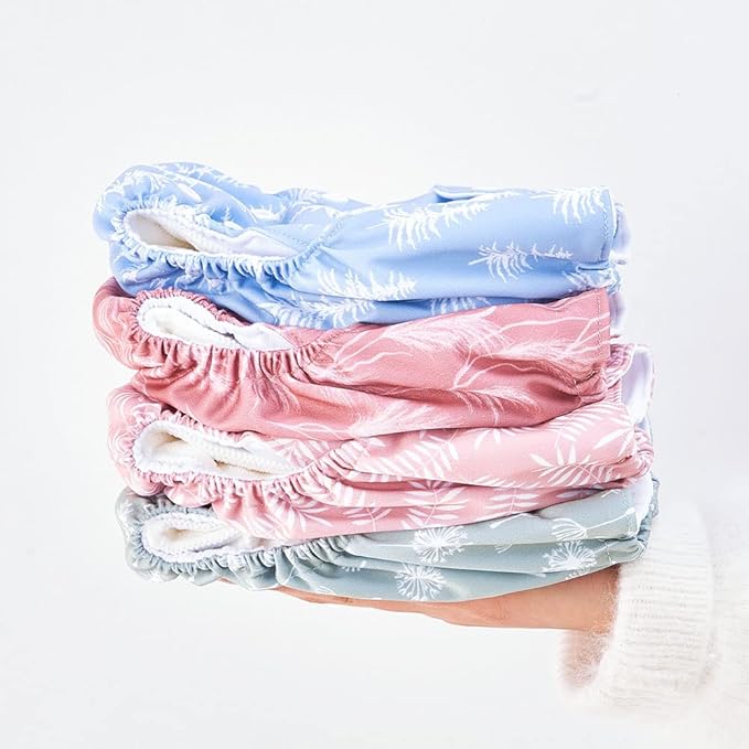 HappyFlute 9 Sets Newborn Baby Cloth Pocket Diapers One Size Adjustable Reusable Washable for Baby Boys and Girls(6-33 pounds,0-3 Years),One Wet Bag+4Diapers and 4Inserts