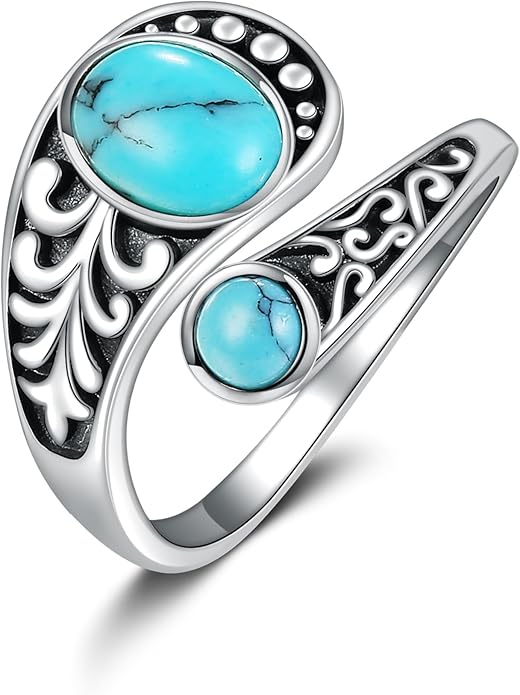 MONGAS Spoon Rings for Women Sterling Silver Horseshoe Witches Knot Filigree Open Adjustable Thumb Rings Horseshoe Witches Knot Filigree Jewelry Gifts for Women