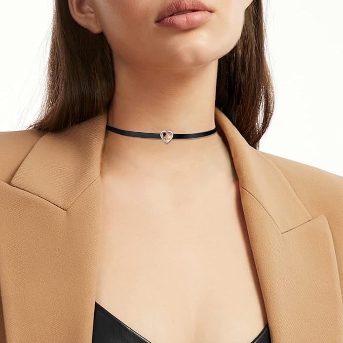 Custom4U Personalized Black Leather Choker Necklace with Picture/Name/Initials/Letters Charm,Custom Made Adjustable Choker Collar Gothic Punk Necklaces Jewelry Gifts for Women