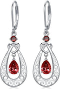 Teardrop Birthstone Dangle Drop Earrings Sterling Silver Infinity Filigree Leverback Earrings, Infinity Love Birthday Anniversary Valentines Day Gifts for Her Women Mom Wife