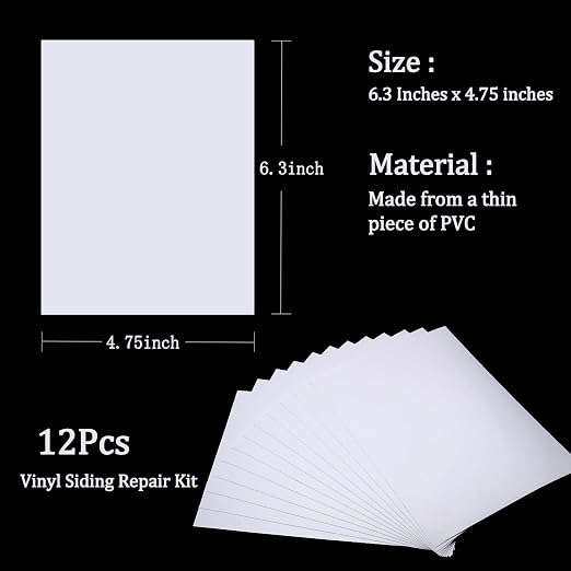 Vinyl Siding Repair Kit 12Pcs 6.3X4.75Inch Self-Adhesive Vinyl Siding Patch PVC - Image 3