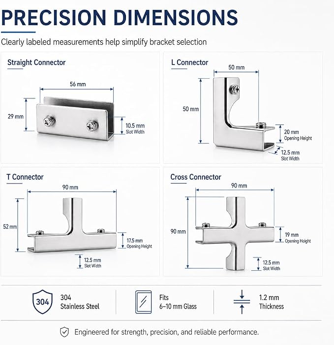 Glass and Tile Corner Clip, Clamp Bracket，L-Shape | Outdoor Furniture Connector - Image 2