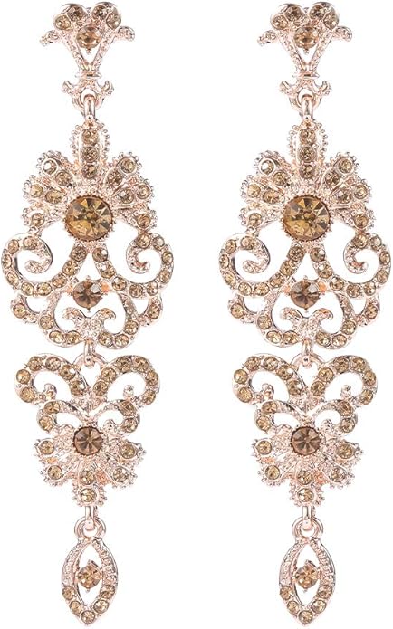 mecresh Gold/Silver Rhinestone Chandelier Wedding Bridal Dangle Earrings