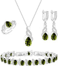 LMXXVJ Jewelry Set for Women,Teardrop Cubic Zirconia Necklace Earrings Adjustable Ring Bracelet Jewelry Set Formal Jewelry Gift