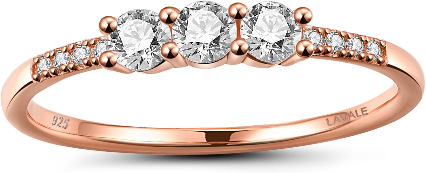 LAVALE Round Cut Moissanite Wedding Band for Women, Brilliant D Color VVS1 Clarity Classic Lab Created Diamond Solitaire Ring 18K White Yellow Rose Gold Vermeil 4 Claw Knife Edge Moissanite Rings