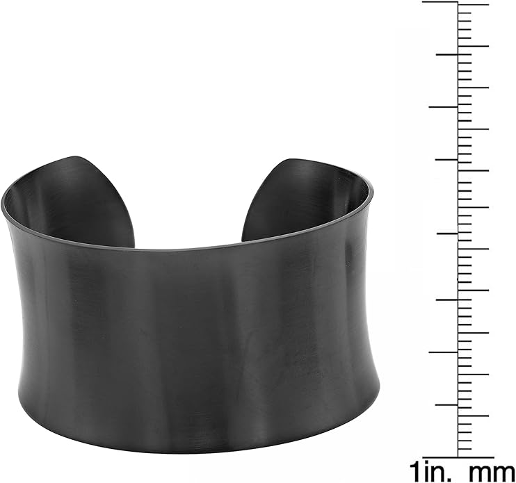 Lavari Jewelers 7 Inches Long Wide Open Cuff Bangle Bracelet for Women I 2.5 Inches in Diameter and 1.5 Inches in Height I Ion Plated Stainless Steel or Satin Finish Bangle for Her I Wide Bracelet