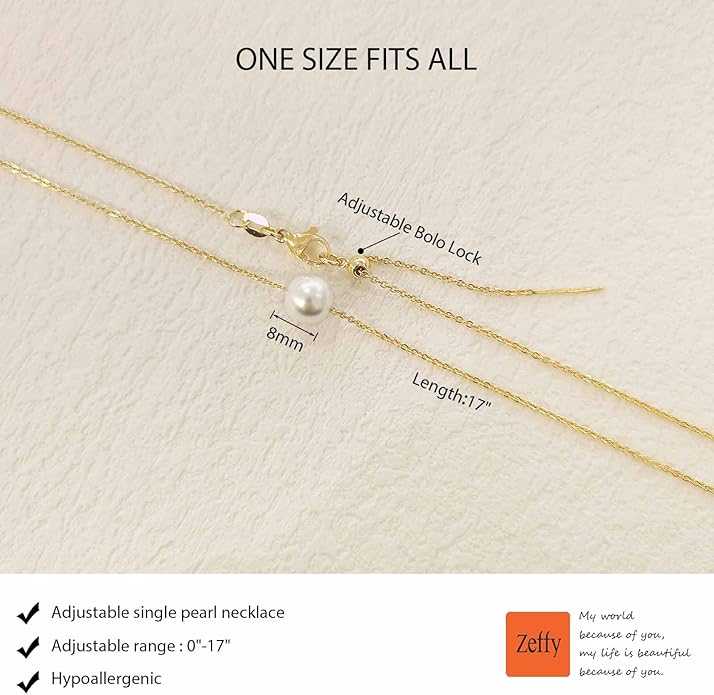 Zeffy Pearl Necklace 4MM/6MM/8MM Dainty Round Imitation Pearl Choker Necklace Wedding Pearl Necklace Delicate Jewelry for Women Simple Bridesmaid Jewelry Gifts