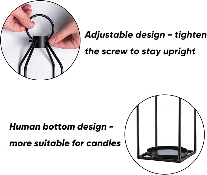 Homemory Modern Farmhouse Black Metal Lanterns 2PCS - Image 6