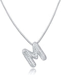 SKQIR Diamond Initial Letter Necklace for Women Bubble Gold Plated Puffy Balloon Alphabet Crystal Zircon Pendant Name Necklace Dainty Charms Trendy Jewelry Gift for Women