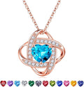 Iefil Valentines Gifts for Her Wife - 925 Sterling Silver Love Knot Birthstone Necklace, Anniversary Birthday Gifts for Women, Jewelry Gifts for Wife Mom Girlfriend