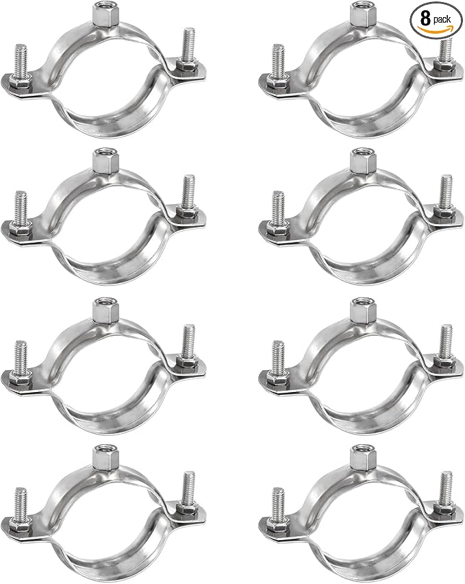 HARFINGTON 8 Pcs Adjustable Pipe Bracket Clamps 1-9/16" Stainless Steel Wall by HARFINGTON