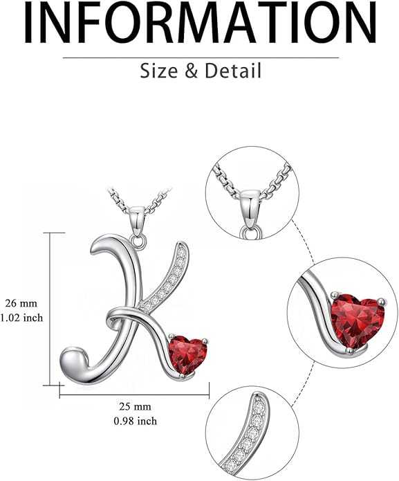 Valentines Day Gifts for Women Alphabet A to Z Initial Birthstone Pendant Necklaces for Women - 18k White Gold Plated Personalized Name Jewelry Valentine Mothers Day Birthday Gifts for Women Her Girlfriend