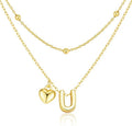 adoyi Valentines Day Gifts for Women Hers Dainty 14K Gold Plated Heart Initial Necklaces Layered Letter A-Z Pendant Necklace Stack Trendy Jewelry Birthday Valentines Day Gifts for Women Jewelry