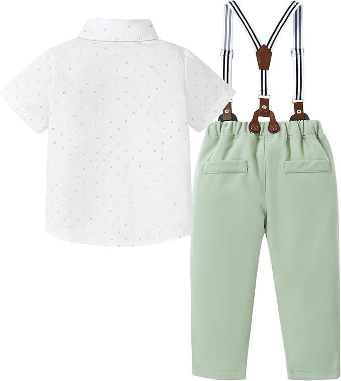nilikastta Boy Suit Toddler Boy Outfit Boy Dress Shirt with Bowtie/Suspender Pants Gentleman Wedding Outfits 1-10 Years