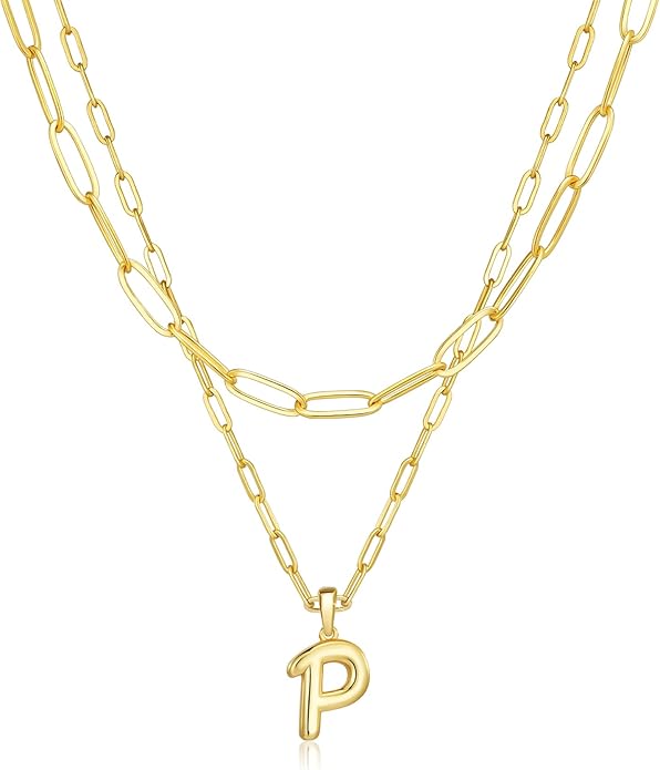 adoyi Valentines Day Gifts for Women Hers Dainty 14K Gold Plated Heart Initial Necklaces Layered Letter A-Z Pendant Necklace Stack Trendy Jewelry Birthday Valentines Day Gifts for Women Jewelry