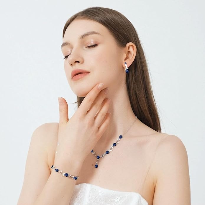 GZWHD Wedding Jewelry Sets for Bride Bridesmaid Women Cubic Zirconia Necklace Earrings Bracelet Set Gift for Mother Friend Wife Daughter Sister Party Prom Jewelry
