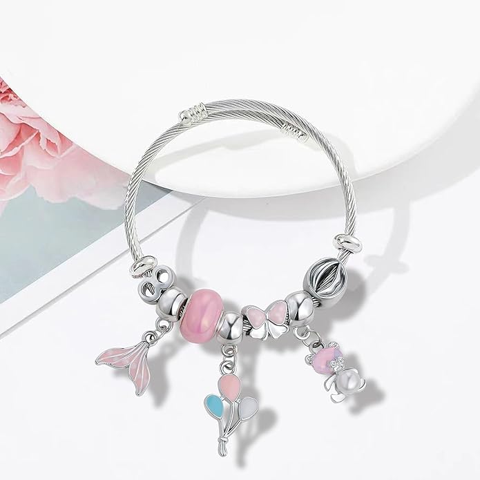 Charm Bracelets for Girls Cute Cartoon Friendship Bracelets Adjustable Bangle Gifts for Girls DIY Jewelry