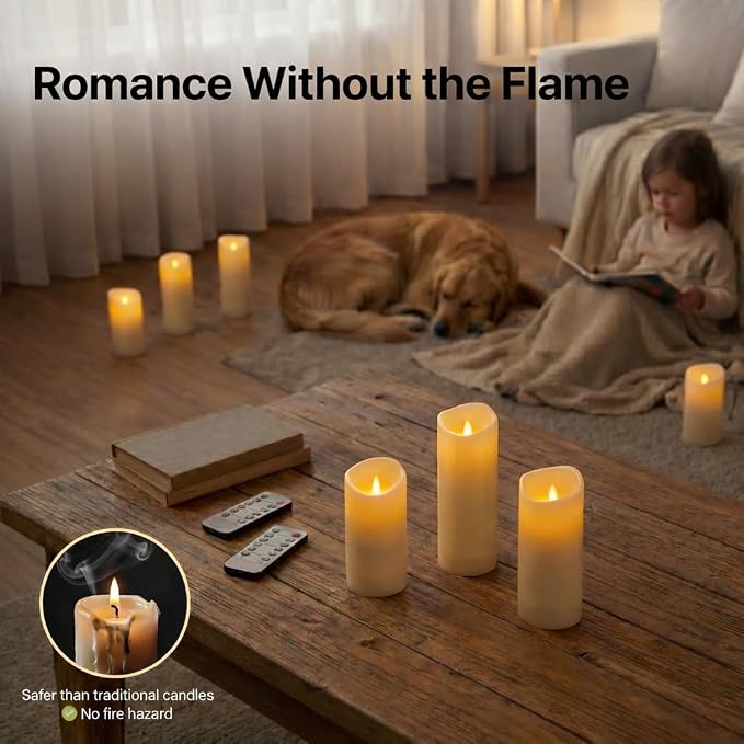 Set of 24 Slim Outdoor LED Candles, Battery Operated Flickering Fake Candles - Image 2
