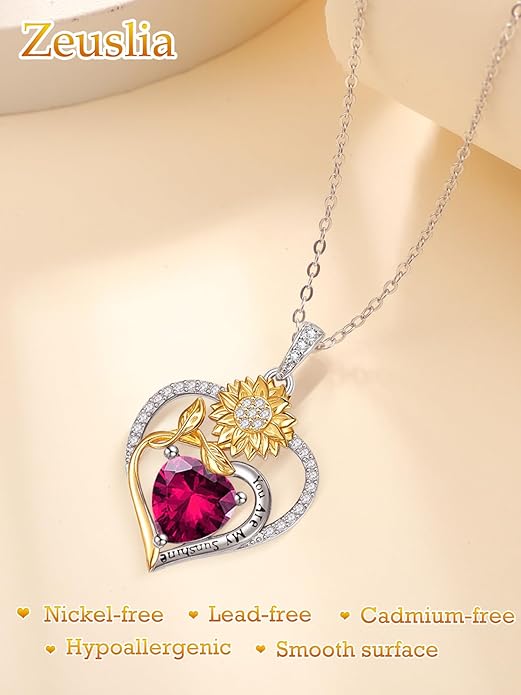 Valentine's Day Gifts for Wife 925 Sterling Silver Double Birthstone Pendant Necklaces I Love You for Always and Forever Necklace Anniversary Birthday Gifts for Wife Girlfriend Mom Her