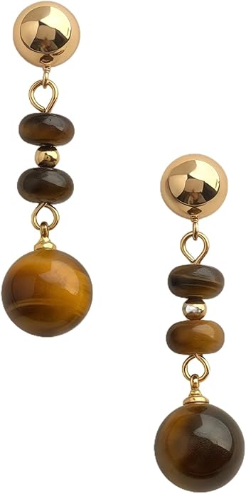 Hupplle Handmade Vintage Boho Dangle Earrings with Natural Stone Crystal Pearl Lightweight Hypoallergenic Elegant Jewelry Gifts for Women