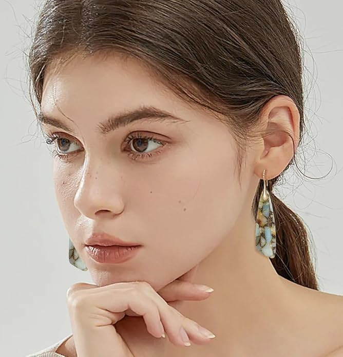 Natural Stone Earrings for Women Boho Triangles Dangle Drop Earrings