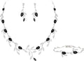 EVER FAITH Wedding Jewelry for Bride Women Bridesmaid, Sparkly Cubic Zirconia Pear-Shaped Birthstone Leaf Necklace Earrings Set for Prom